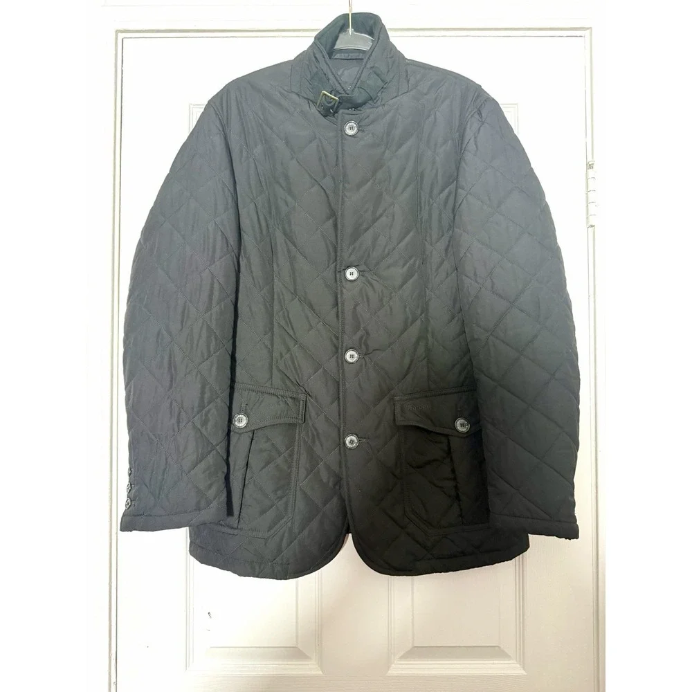 Barbour Lutz MQU0508BK11 Quilted Jacket Men's L Black Field Coat MSRP $299